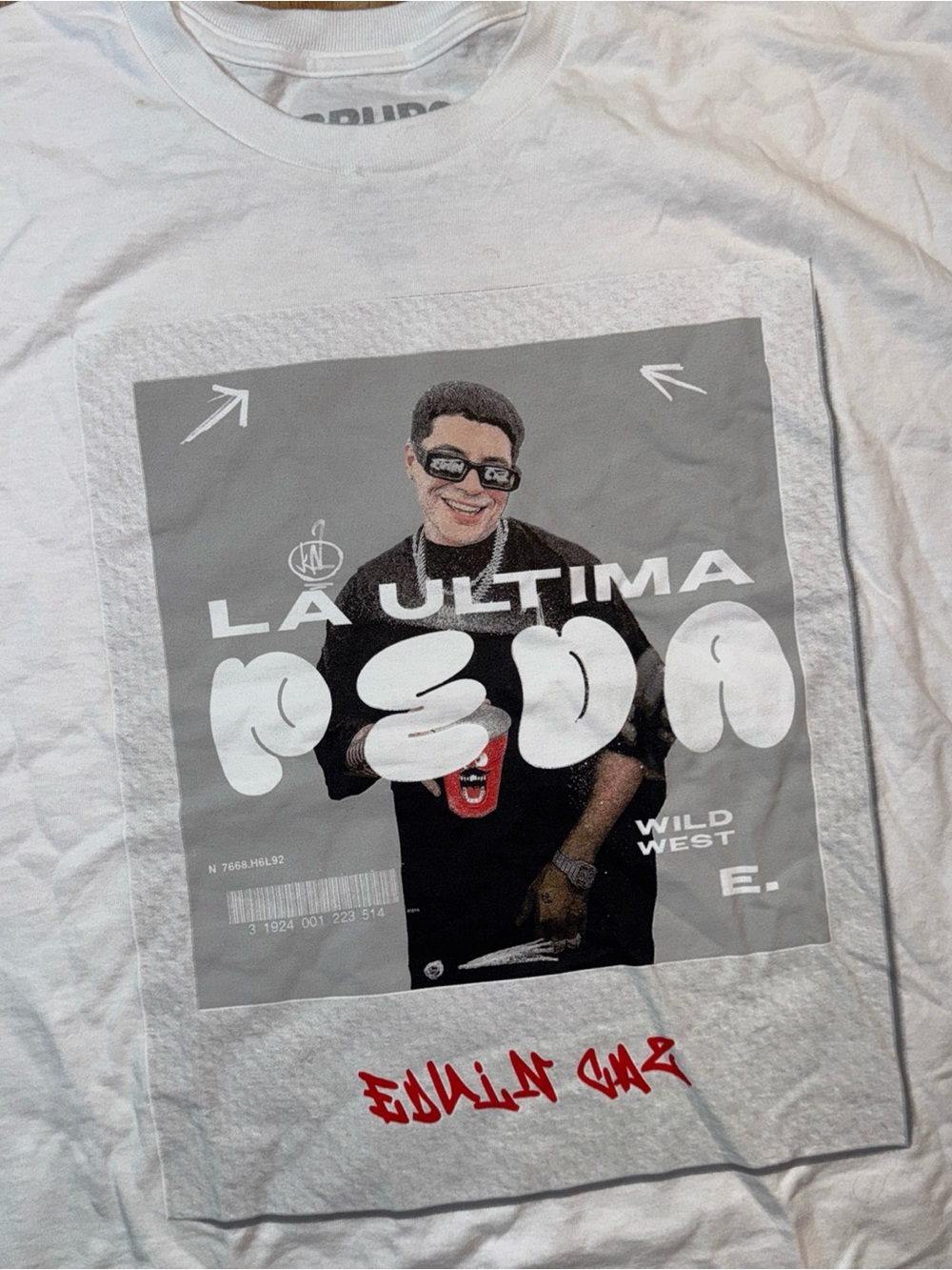 Grupo Firme La Ultima Peda Banda Mexican Band Rap Tee White Mens Size XL Merch